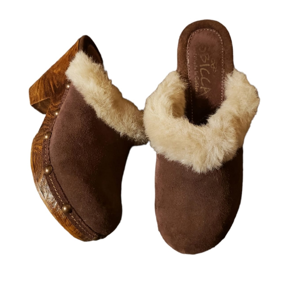 Sbicca Suede Fur Wedges